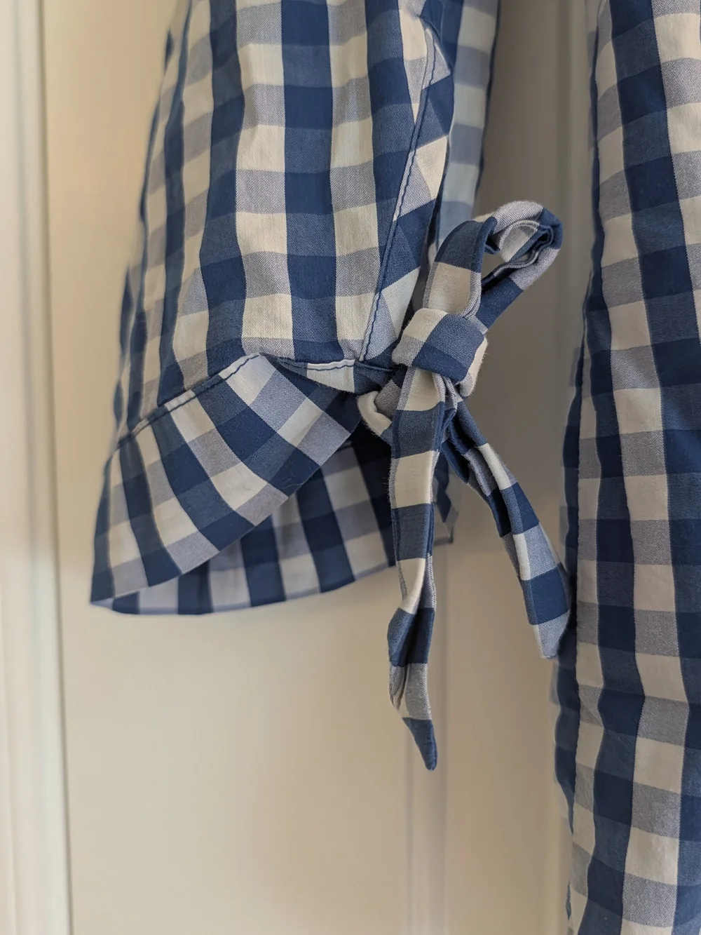 Croft & Barrow Blue Gingham Button-Up Shirt with White Floral Embroidery